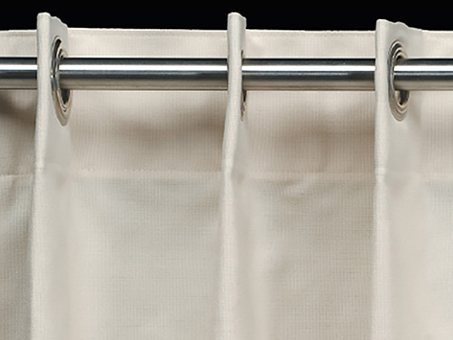 Curtain with fixed rivets